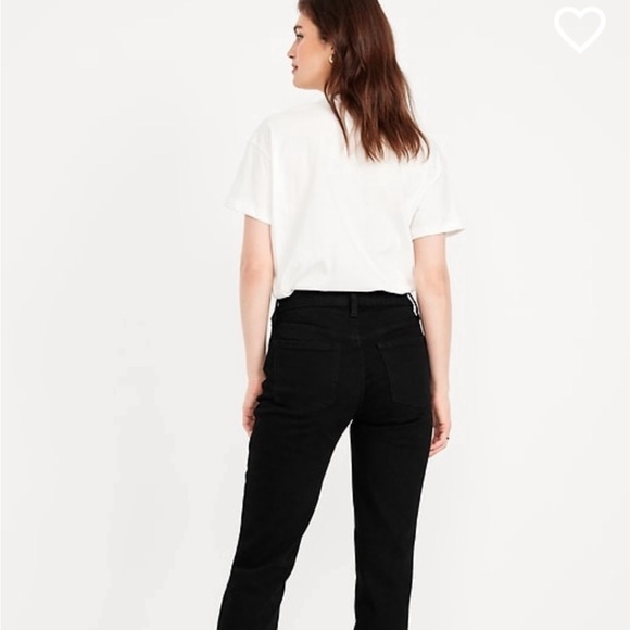 OLD NAVY HIGH RISE OG STRAIGHT 
NEW BLACK RAW HEM JEANS - Picture 1 of 11